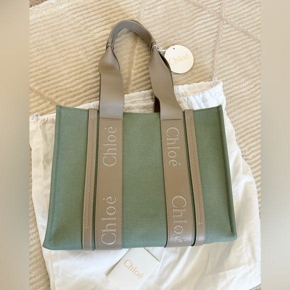 ✨NWT✨CHLOE MEDIUM WOODY TOTE (Green) - Picture 6 of 12